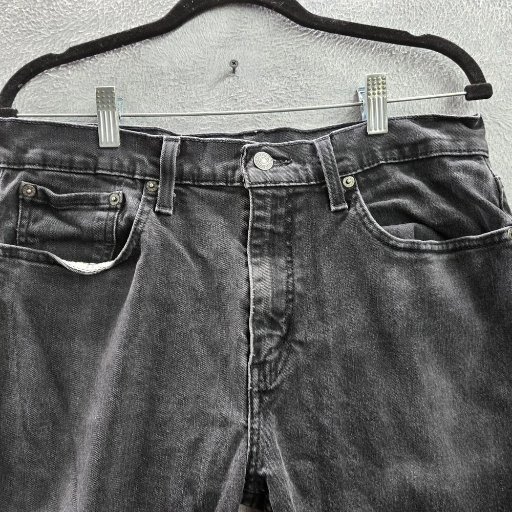 Levi's 502 Men Jeans 33X32 Black Denim Taper Fit Button 29